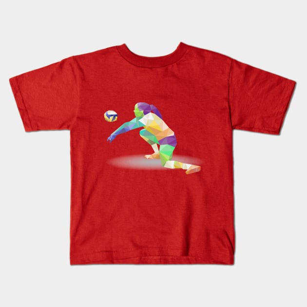 Volleyball Player Kids T-Shirt by Mako Design 